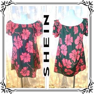 SHEIN ⭐️ Tropical Hibiscus Ruffle Sleeve Dress